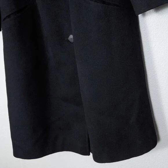 Alorna Women’s Black Overcoat Wool Rounded Shoulders Graphic Lining Size L