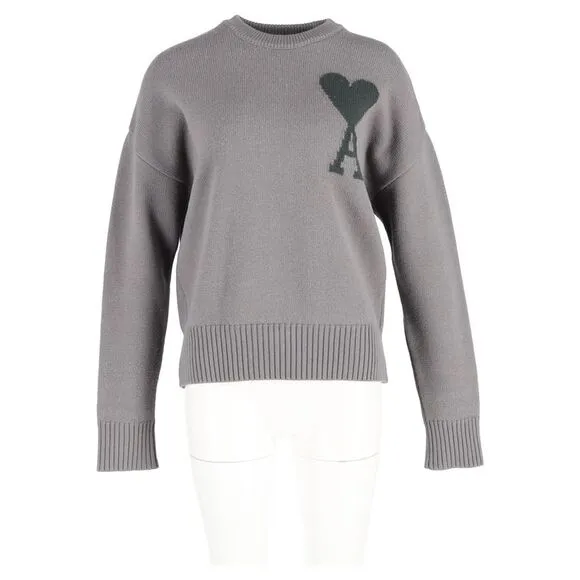 Ami ADC Intarsia Sweater in Grey Wool