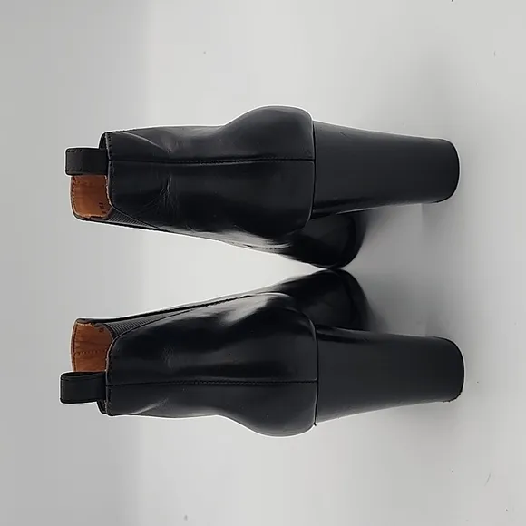 &amp; Other Stories Black Leather High Block-Heeled Ankle Boots w/Pointed Toe, 38