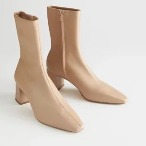&amp; OTHER STORIES Heeled Leather Sock Boots Sz 8 NWOT