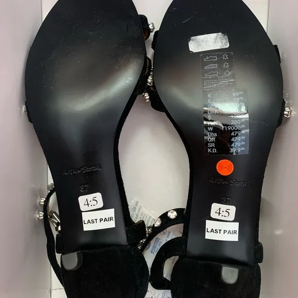 &amp;Other Stories Rhinstone Studded Kitten Heels Black Suede Sandals