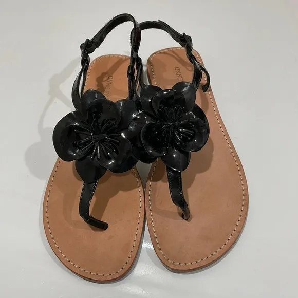 Anne Fontaine Floral Patent Leather Black Sandals—Gorgeous!  Excellent Cond. 38