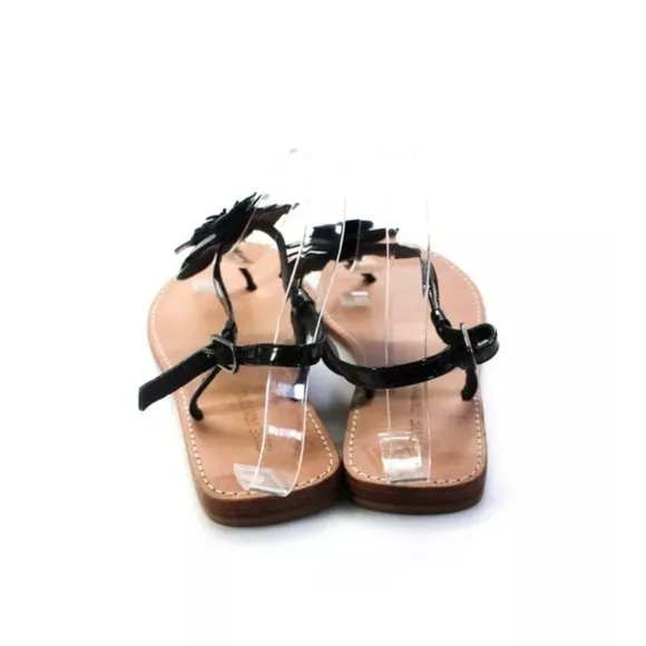 Anne Fontaine Floral Patent Leather Black Sandals—Gorgeous!  Excellent Cond. 38