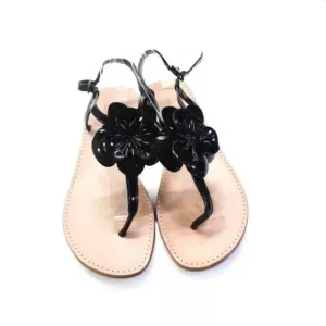 Anne Fontaine Floral Patent Leather Black Sandals—Gorgeous!  Excellent Cond. 38