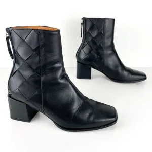 Anthro Angel Alarcon boots woven leather square toe block heel size 38 EU, 7 US