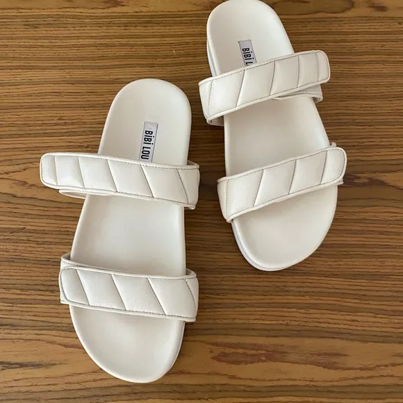 Anthropologie Bibi Lou Cortona Puff-Strap Slide Sandals Sz 9-9.5