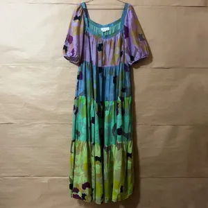 Anthropologie | Caroline Tiered Maxi Dress Floral Cotton Silk Popover Size XL