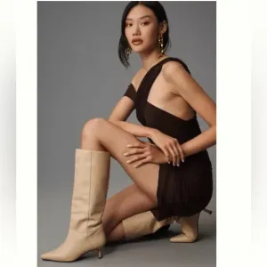 Anthropologie Knee High Pointed Toe Boots