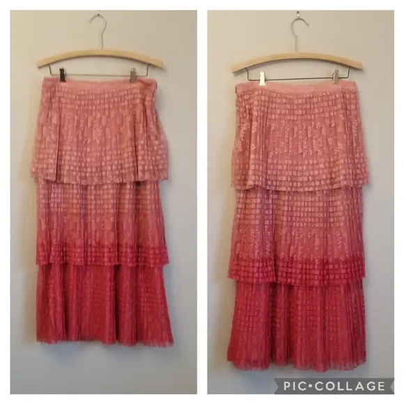 Anthropologie Maeve Brighton Tiered Ombre Lace Skirt 4