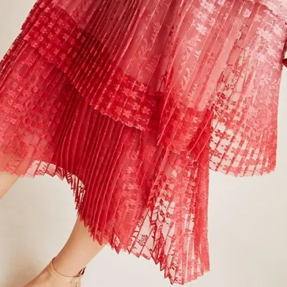 Anthropologie Maeve Brighton Tiered Ombre Lace Skirt 4