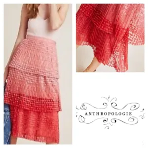 Anthropologie Maeve Brighton Tiered Ombre Lace Skirt 4