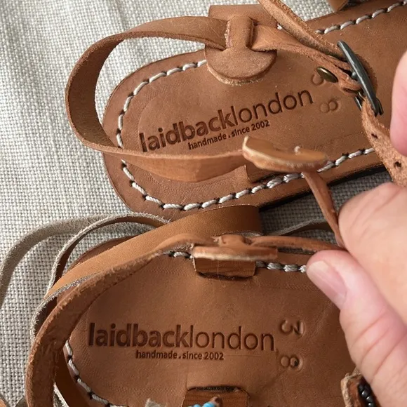 Anthropologie NWT laidback London Tribal hand beaded Leather Sandal Day&amp;evening