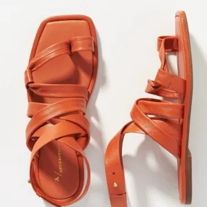 Anthropologie Strappy Puff Gladiator‎ Sandals Orange Size 37/38 GUC