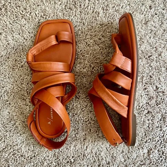 Anthropologie Strappy Puff Gladiator‎ Sandals Orange Size 37/38 GUC