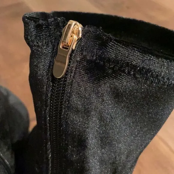 Anthropologie Silent D Velvet Careful Ankle Boot Black EU 38 US 8 New