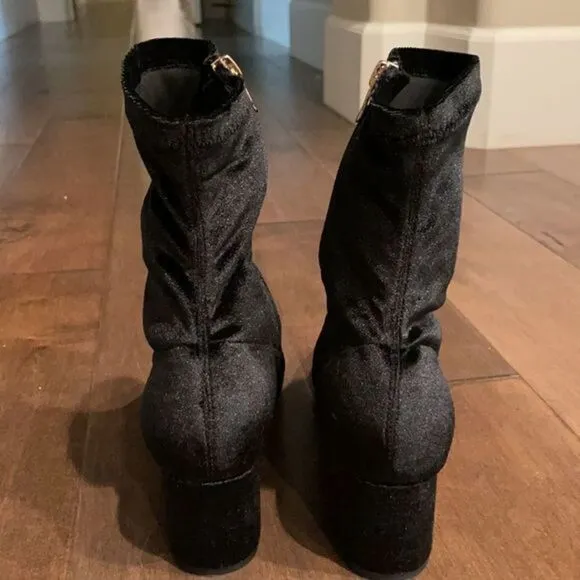 Anthropologie Silent D Velvet Careful Ankle Boot Black EU 38 US 8 New
