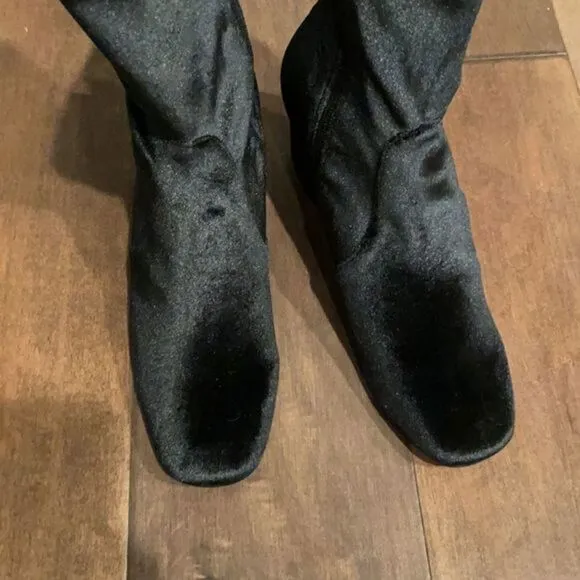 Anthropologie Silent D Velvet Careful Ankle Boot Black EU 38 US 8 New