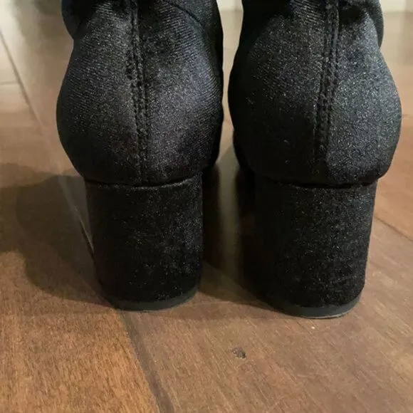 Anthropologie Silent D Velvet Careful Ankle Boot Black EU 38 US 8 New
