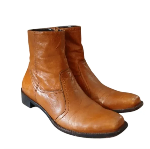 Antonio Melani Tan Leather Ankle Boots Womens Leather Boot Size 7.5