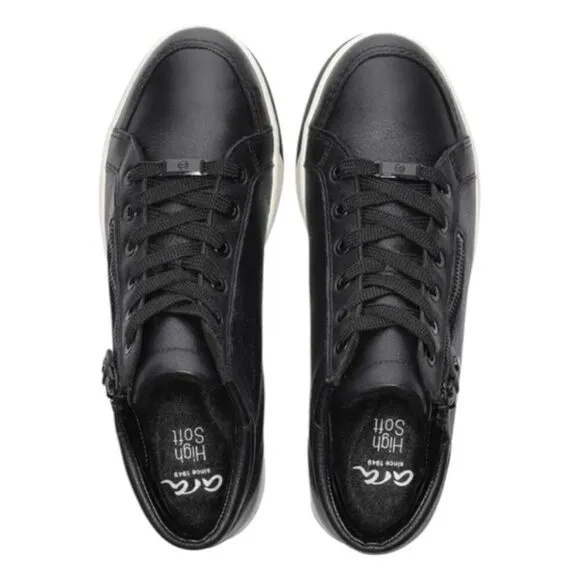 Ara Callan High-Top Sneaker Black Leather Lace-Up Padded Insole 8.5