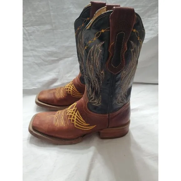 Arango Men's Square Toe Western Leather Boot Size 7.5 Rodeo Classic Embroidered