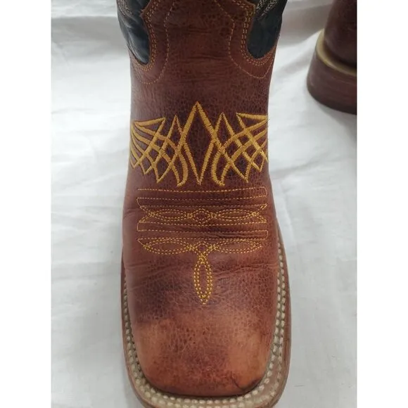 Arango Men's Square Toe Western Leather Boot Size 7.5 Rodeo Classic Embroidered