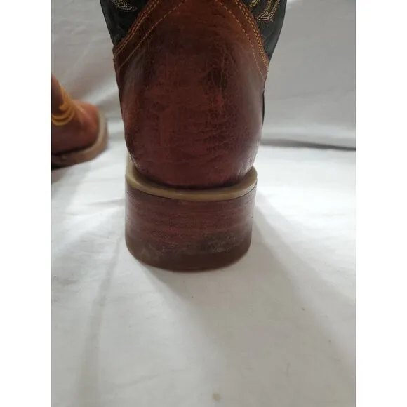 Arango Men's Square Toe Western Leather Boot Size 7.5 Rodeo Classic Embroidered