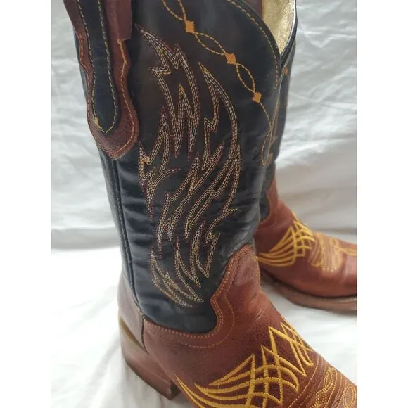 Arango Men's Square Toe Western Leather Boot Size 7.5 Rodeo Classic Embroidered