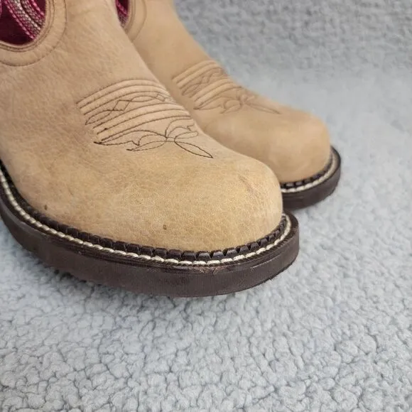 Ariat Boots Fatbaby Heritage Sz 8B Womens 10026116 Burgundy Tan Cowgirl Western