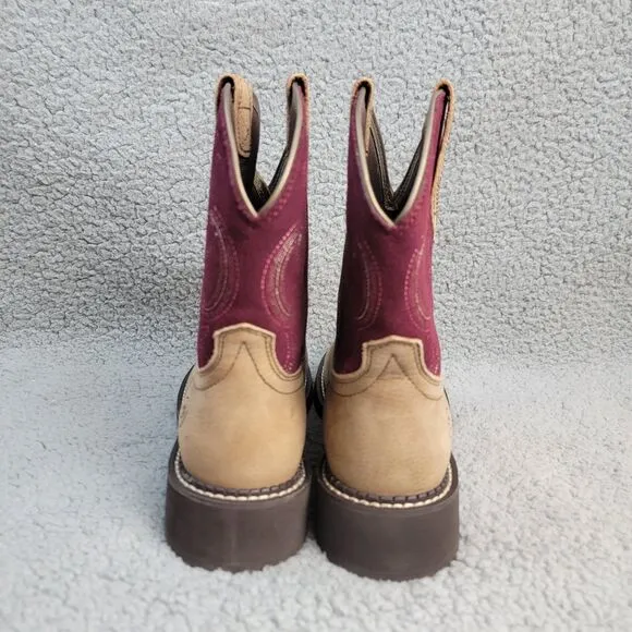 Ariat Boots Fatbaby Heritage Sz 8B Womens 10026116 Burgundy Tan Cowgirl Western