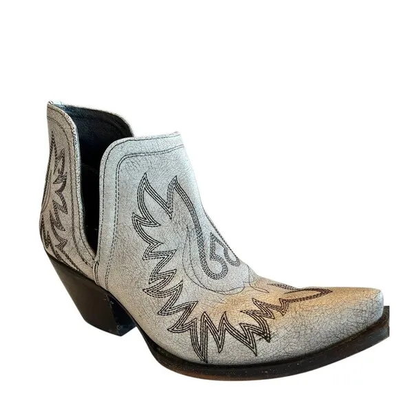 ARIAT Dixon Booties Ankle Blanco Womens Sz 11 Western Hip Rock Cowgirl Snip Toe