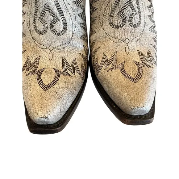 ARIAT Dixon Booties Ankle Blanco Womens Sz 11 Western Hip Rock Cowgirl Snip Toe