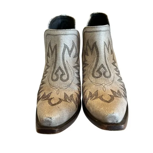 ARIAT Dixon Booties Ankle Blanco Womens Sz 11 Western Hip Rock Cowgirl Snip Toe