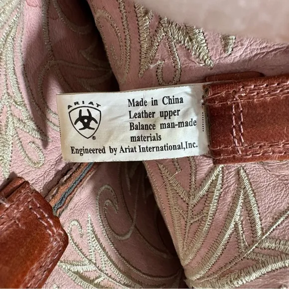 Ariat Heritage Western Boots 7 B Cocoa Rose Snip Toe Embroidered Cowgirl