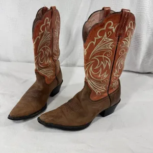 Ariat Heritage Western Boots 7 B Cocoa Rose Snip Toe Embroidered Cowgirl