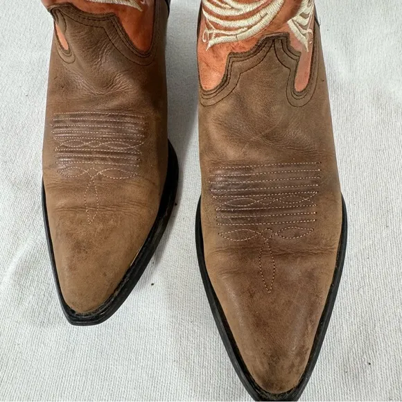 Ariat Heritage Western Boots 7 B Cocoa Rose Snip Toe Embroidered Cowgirl