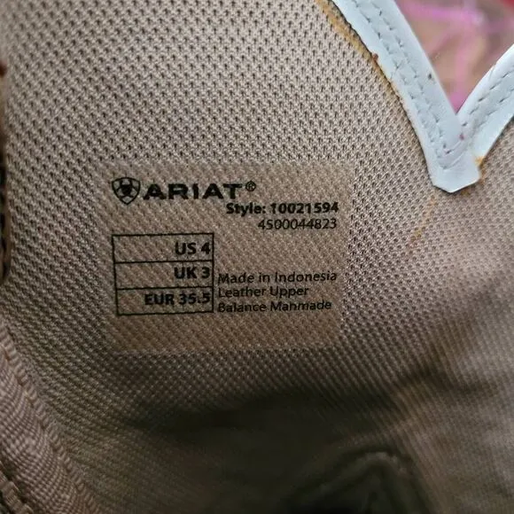 Ariat Boots Brown Pink Twisted Tycoon Cowboy Boots Sz 4 Pullon Leather 10021594