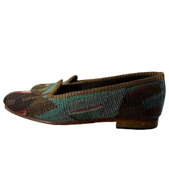 Artemis Design Co Anthropologie Turkish Kilim Carpet Loafers Flats
