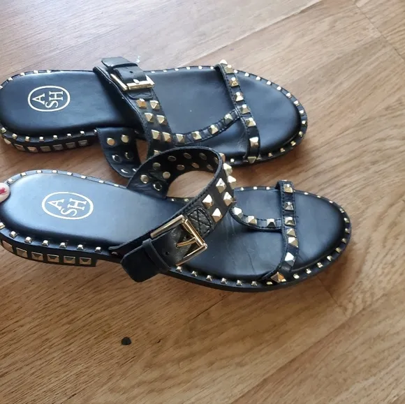 ASH Black Studded Woman Sandals Size 38 (7.5)