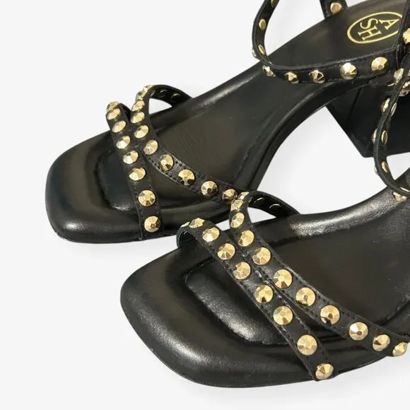 Ash Jodi 70mm sandals 37 Black Leather Studded Block Heel