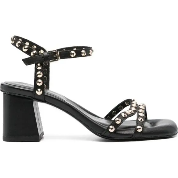 Ash Jodi 70mm sandals 37 Black Leather Studded Block Heel
