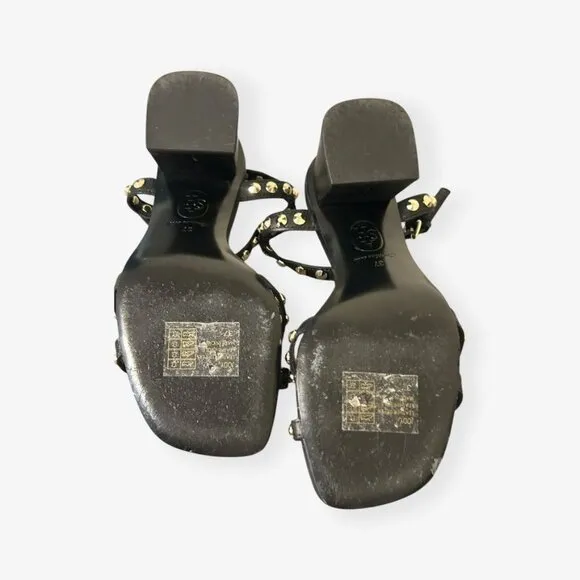 Ash Jodi 70mm sandals 37 Black Leather Studded Block Heel