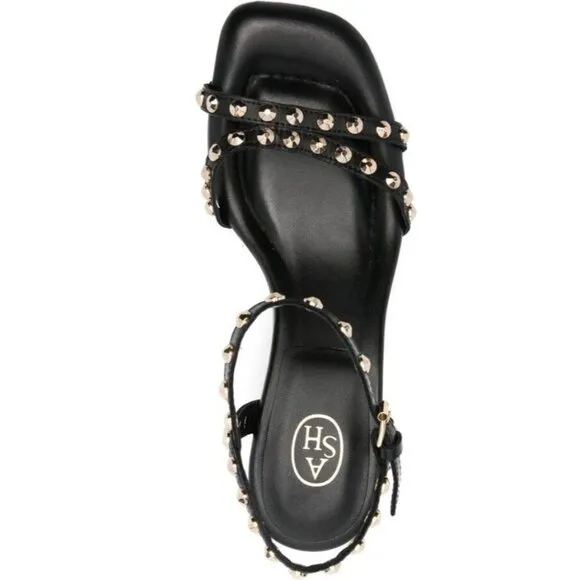 Ash Jodi 70mm sandals 37 Black Leather Studded Block Heel