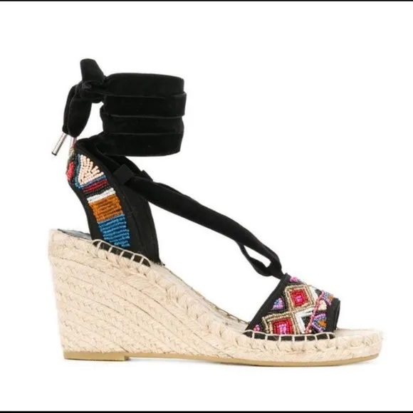Ash Paola Beaded Wedge Espadrille Size 6 Medium