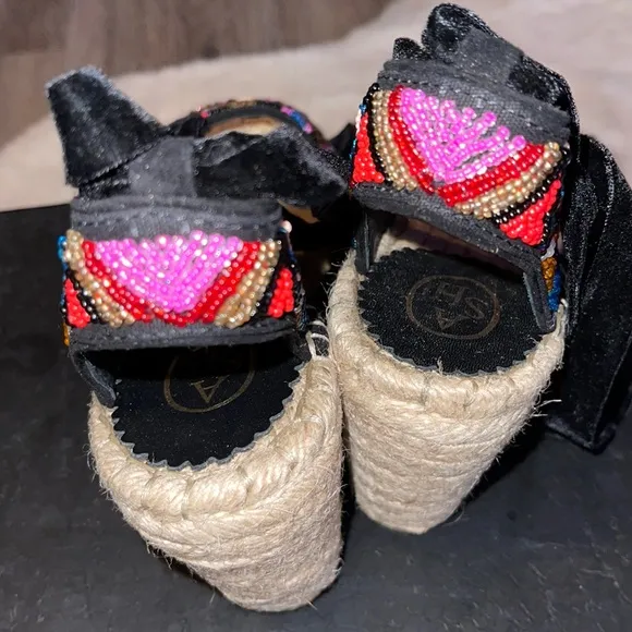 Ash Paola Beaded Wedge Espadrille Size 6 Medium