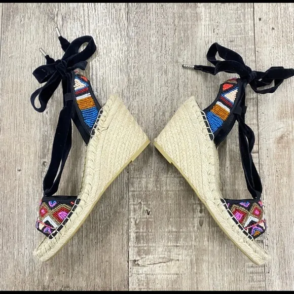 Ash Paola Beaded Wedge Espadrille Size 6 Medium