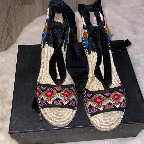Ash Paola Beaded Wedge Espadrille Size 6 Medium