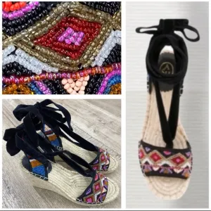 Ash Paola Beaded Wedge Espadrille Size 6 Medium