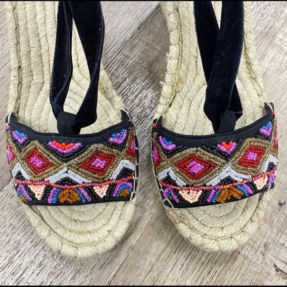 Ash Paola Beaded Wedge Espadrille Size 6 Medium