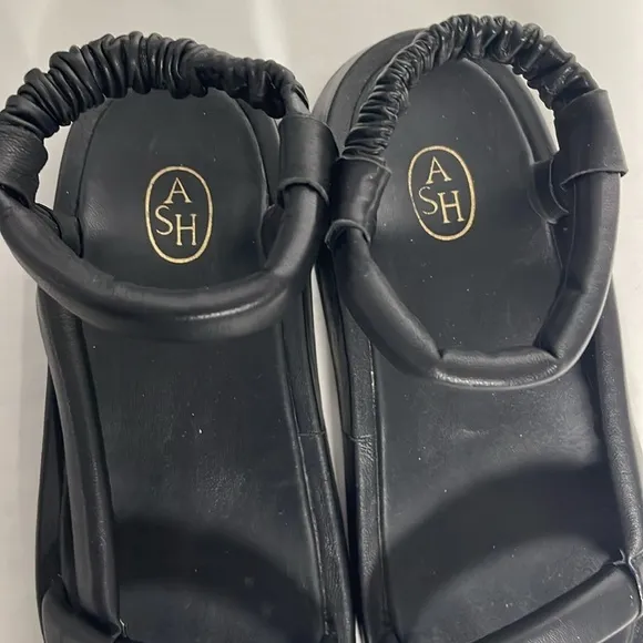 ASH Victoria Black Leather Platform Sandals Size 8